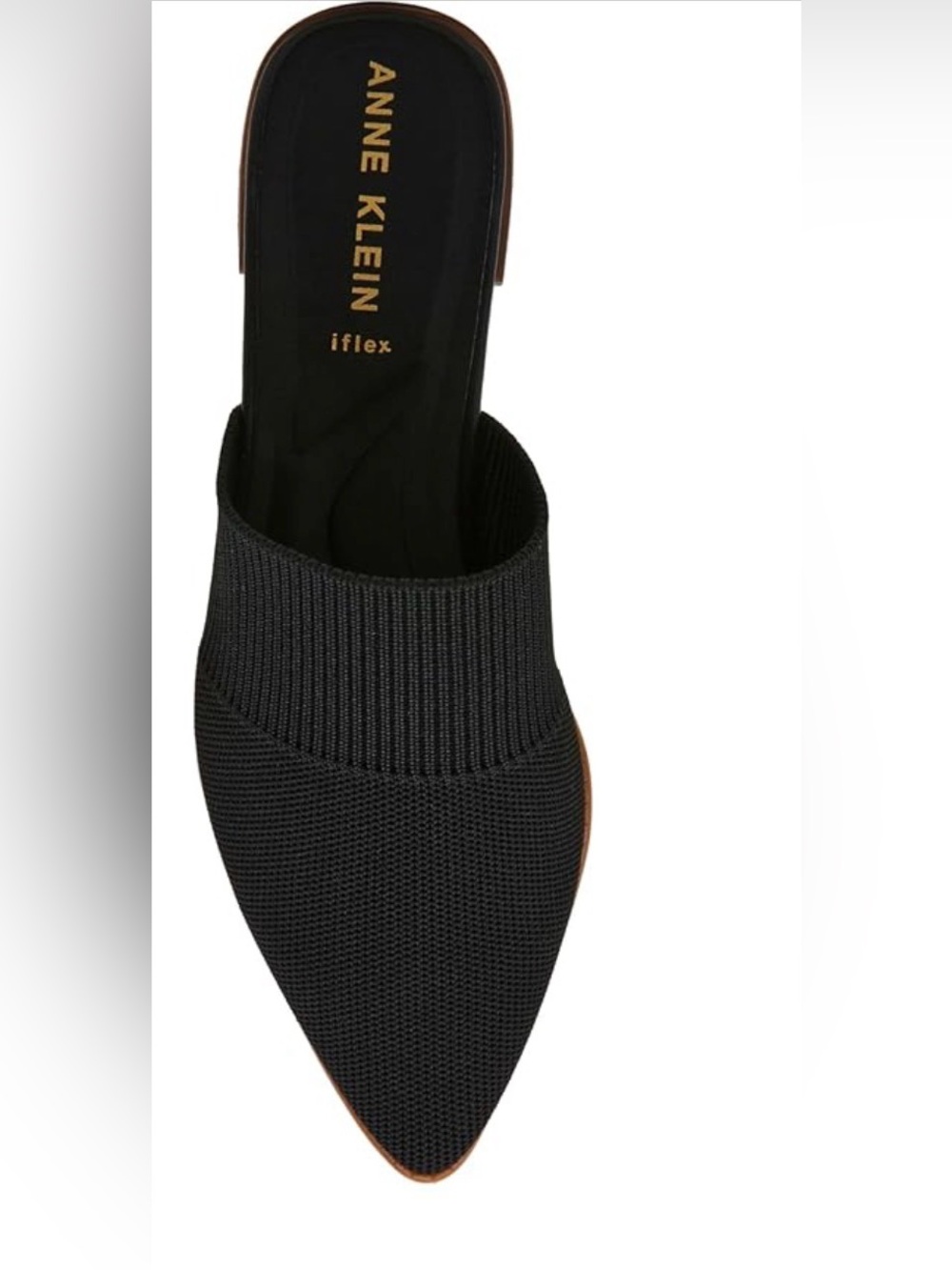 Anne Klein IFlex Black Pointed Knit Mules Size 7 - Picture 5 of 8